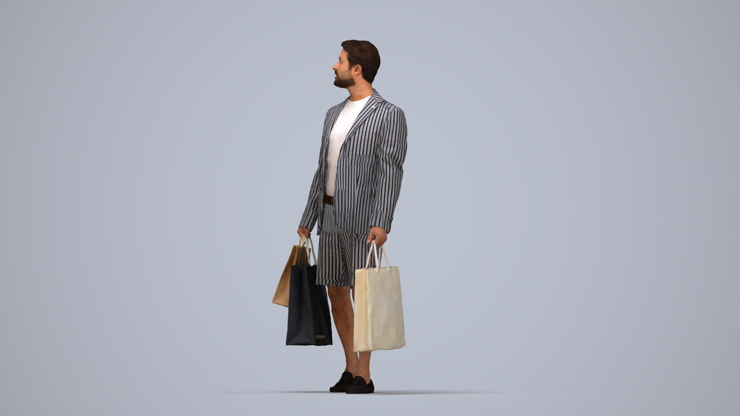 photogrammetry 3D man casual formal, realistic human model archviz FBX, top-down view render