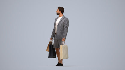 photogrammetry 3D man casual formal, realistic human model archviz FBX, top-down view render