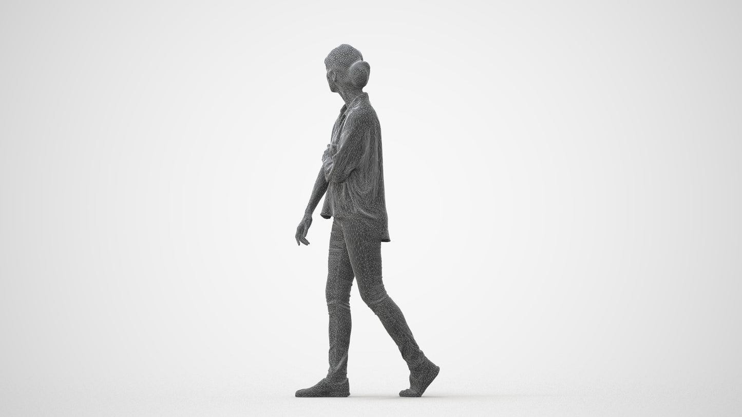 3D people model woman casual walking, scanned human for 3ds Max rendering, square thumbnail