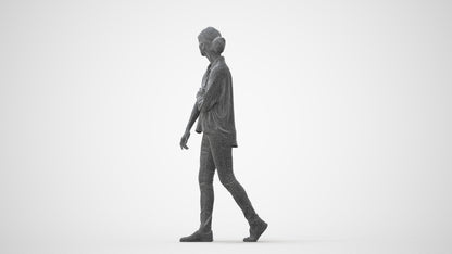 3D people model woman casual walking, scanned human for 3ds Max rendering, square thumbnail