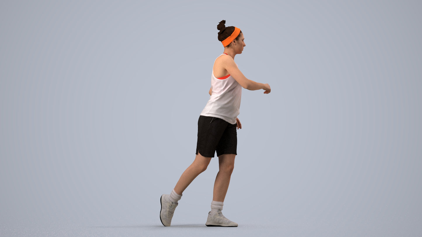 realistic 3D woman sport, scanned archviz people for Blender and 3ds Max, side view render