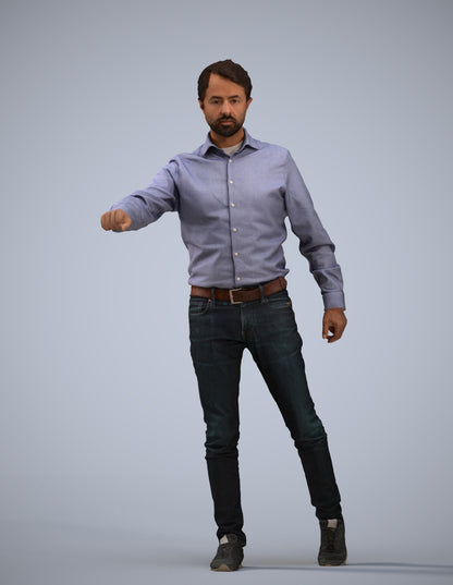realistic 3D people man casual door, render-ready for V-Ray and Corona, FBX OBJ