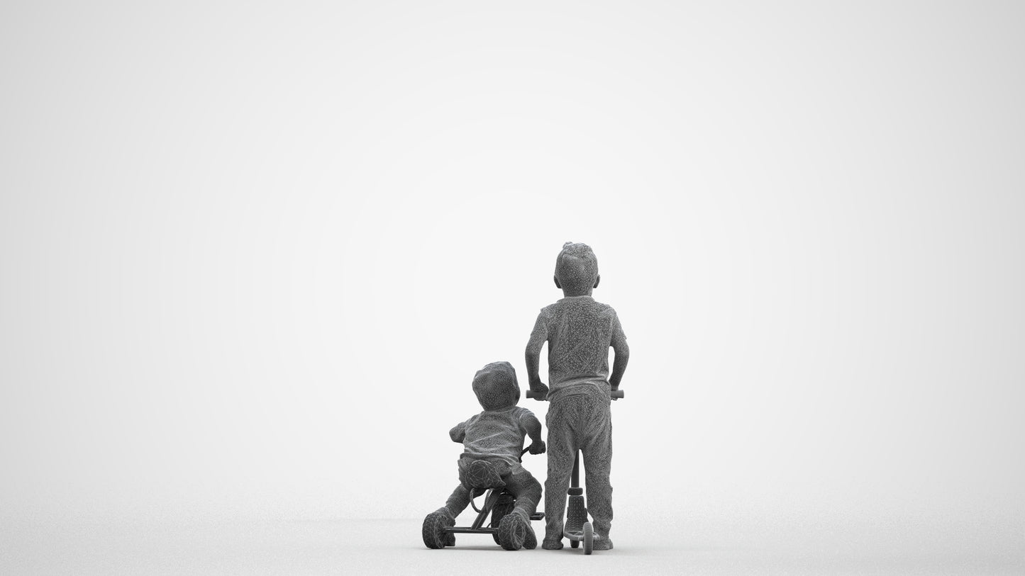 realistic 3D people boy casual kids, render-ready for V-Ray and Corona, FBX OBJ, wireframe front view
