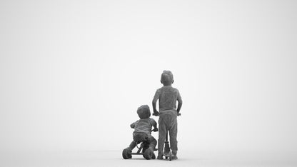 realistic 3D people boy casual kids, render-ready for V-Ray and Corona, FBX OBJ, wireframe front view