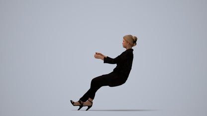 scanned 3D woman business driving, photogrammetry people for Enscape and V-Ray, three-quarter view render