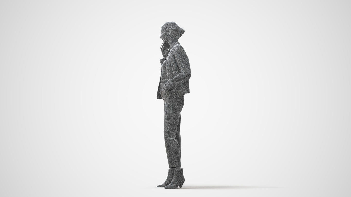 3D scanned woman standing business, photorealistic archviz people for Enscape and SketchUp, square thumbnail