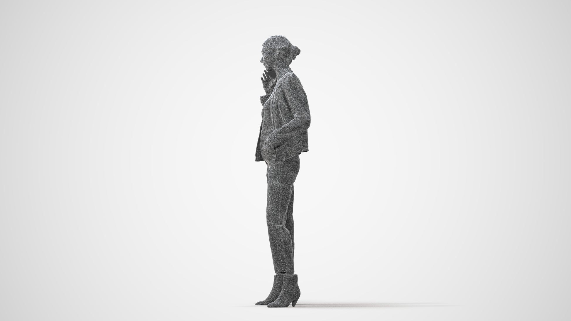 3D scanned woman standing business, photorealistic archviz people for Enscape and SketchUp, square thumbnail