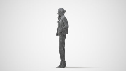 3D scanned woman standing business, photorealistic archviz people for Enscape and SketchUp, square thumbnail