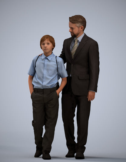 3D people model boy kids, scanned human for 3ds Max rendering