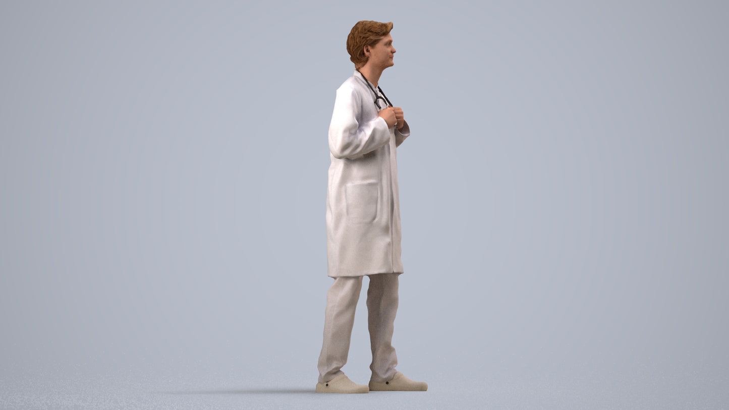 realistic 3D people man medical, render-ready for V-Ray and Corona, FBX OBJ, side view render