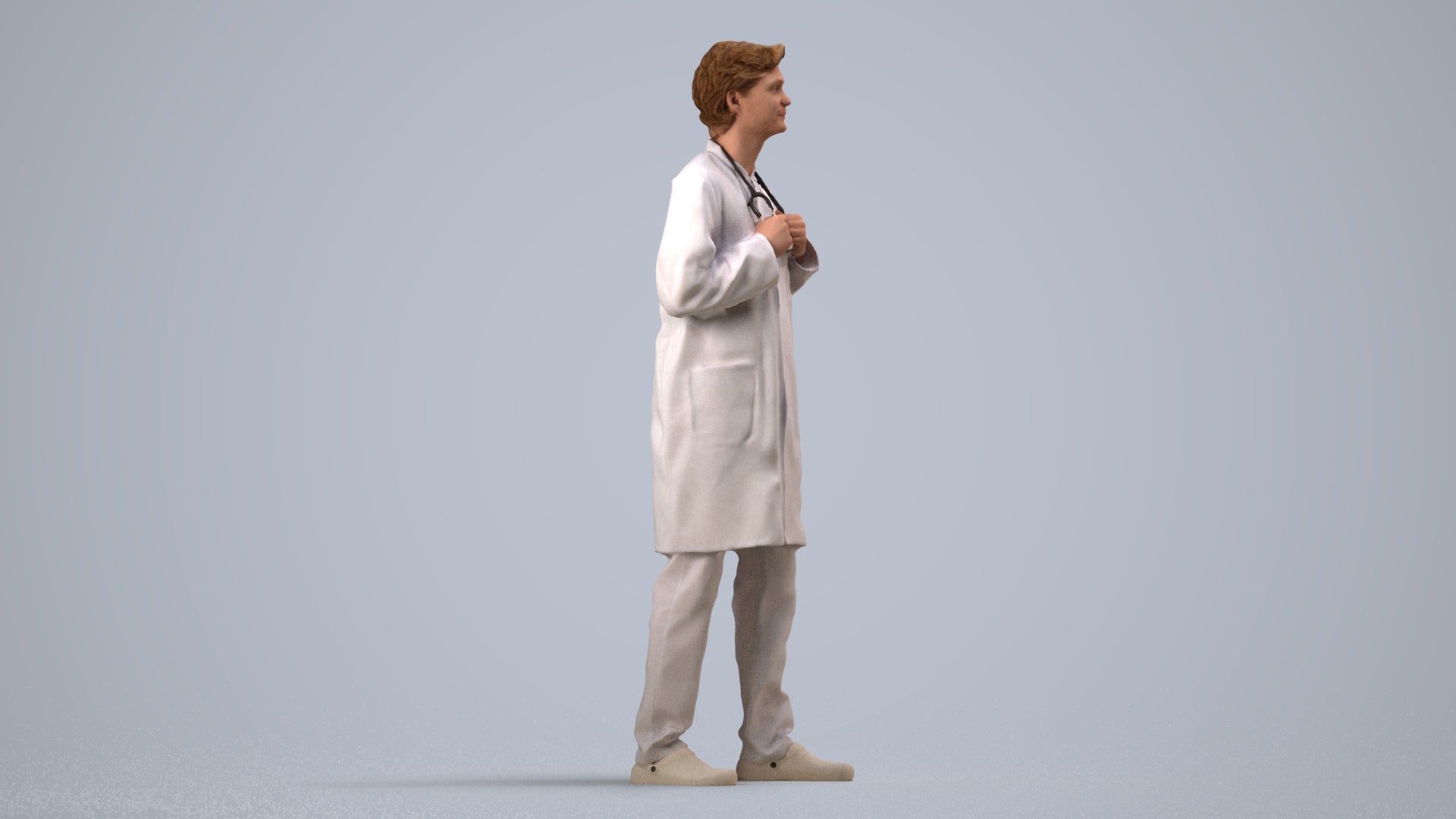 realistic 3D people man medical, render-ready for V-Ray and Corona, FBX OBJ, side view render