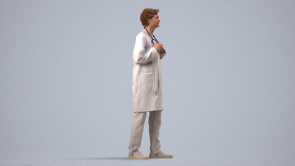 realistic 3D people man medical, render-ready for V-Ray and Corona, FBX OBJ, side view render