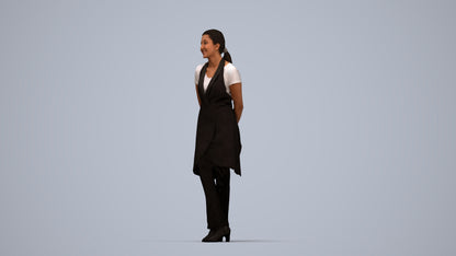 scanned 3D woman hospitality, photogrammetry people for Enscape and V-Ray, top-down view render