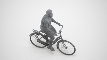 scanned 3D man casual cycling, photogrammetry people for Enscape and V-Ray, wireframe three-quarter view