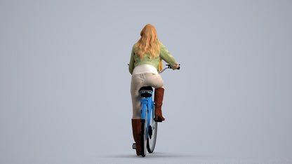 3D people model woman casual cycling, scanned human for 3ds Max rendering, front view render