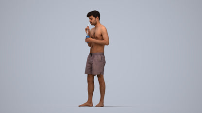 realistic 3D man sport pool, scanned archviz people for Blender and 3ds Max, top-down view render