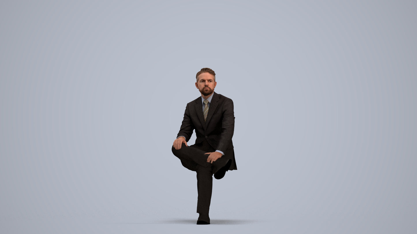 3D scanned man business, photorealistic archviz people for Enscape and SketchUp, standing pose render
