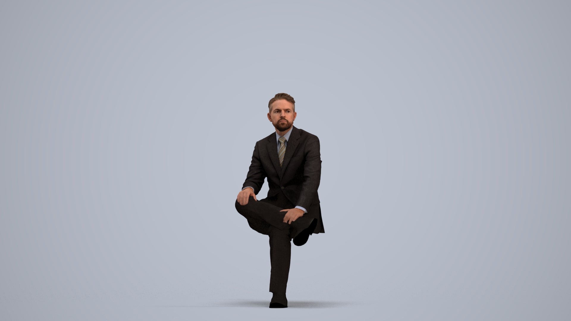 3D scanned man business, photorealistic archviz people for Enscape and SketchUp, standing pose render