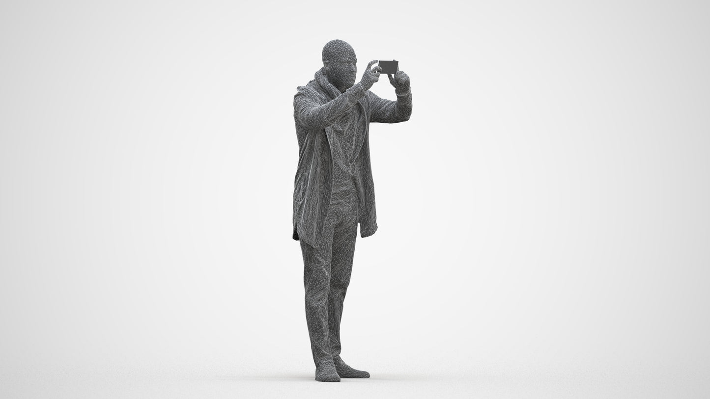 realistic 3D human man casual standing, archviz people FBX OBJ for Blender, three-quarter front view render