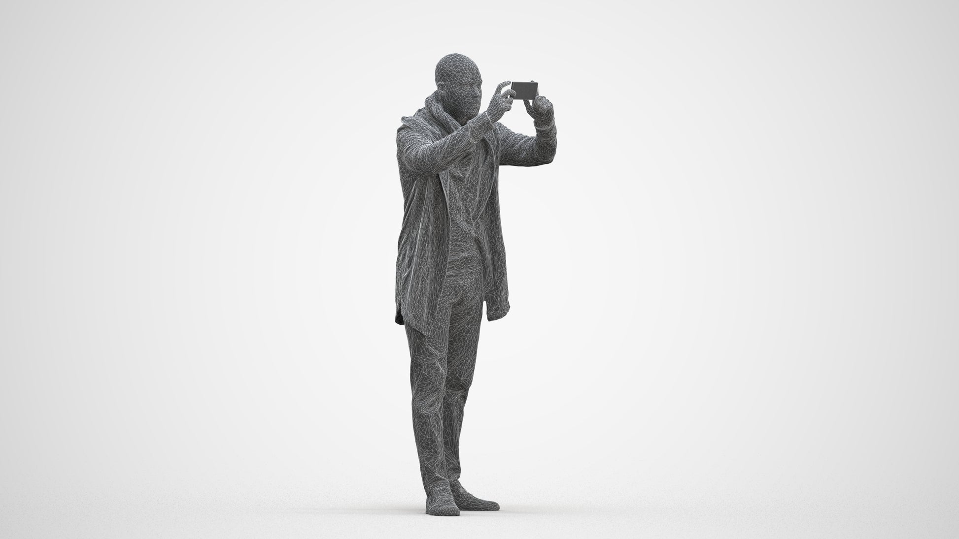 realistic 3D human man casual standing, archviz people FBX OBJ for Blender, three-quarter front view render