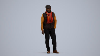 3D scanned man standing casual, photorealistic archviz people for Enscape and SketchUp, standing pose render