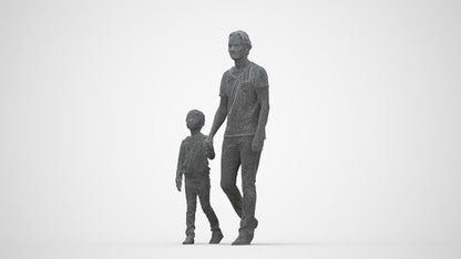 photogrammetry 3D girl casual standing, realistic human model archviz FBX, wireframe back view