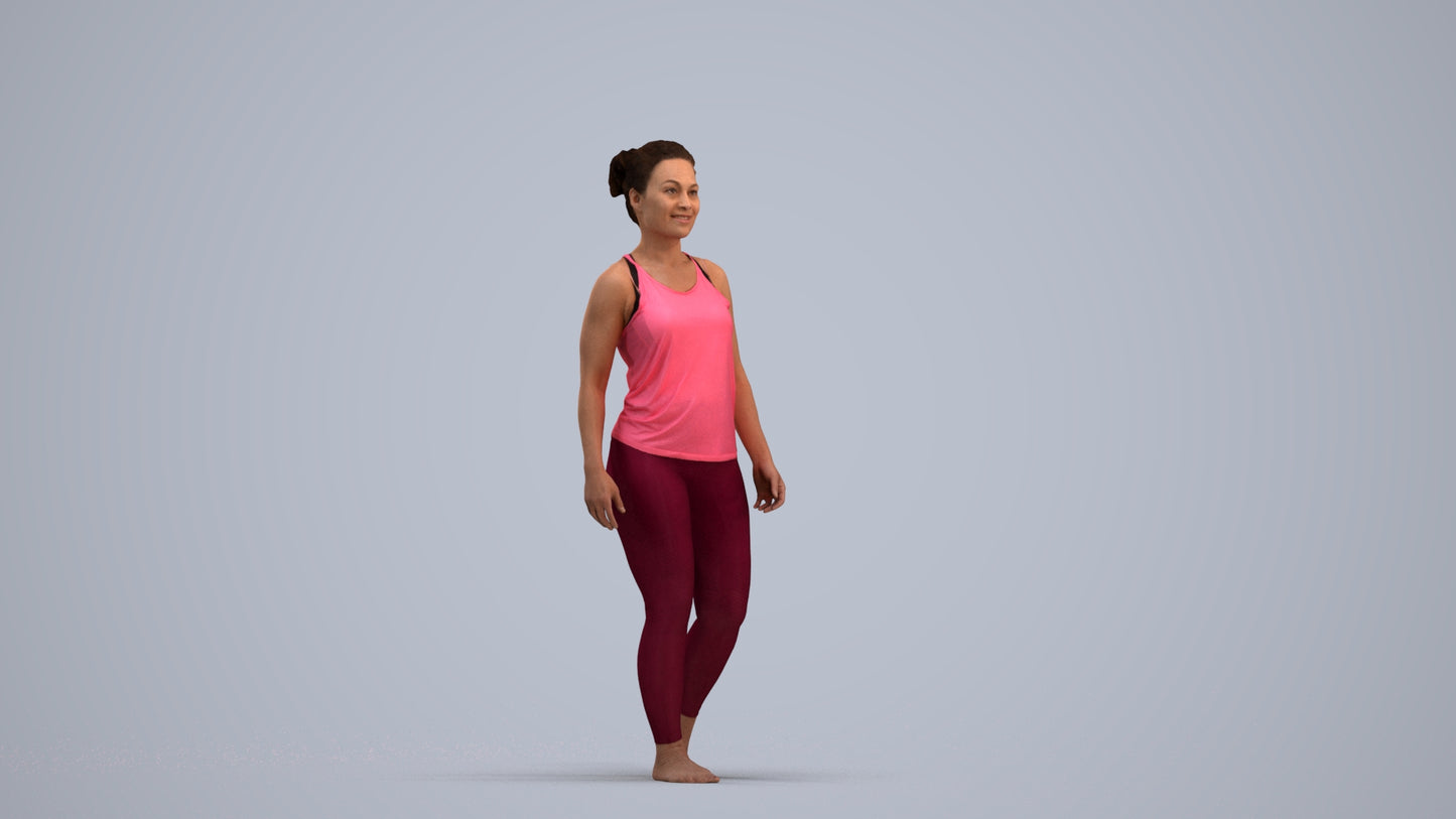realistic 3D people woman sport, render-ready for V-Ray and Corona, FBX OBJ, standing pose render