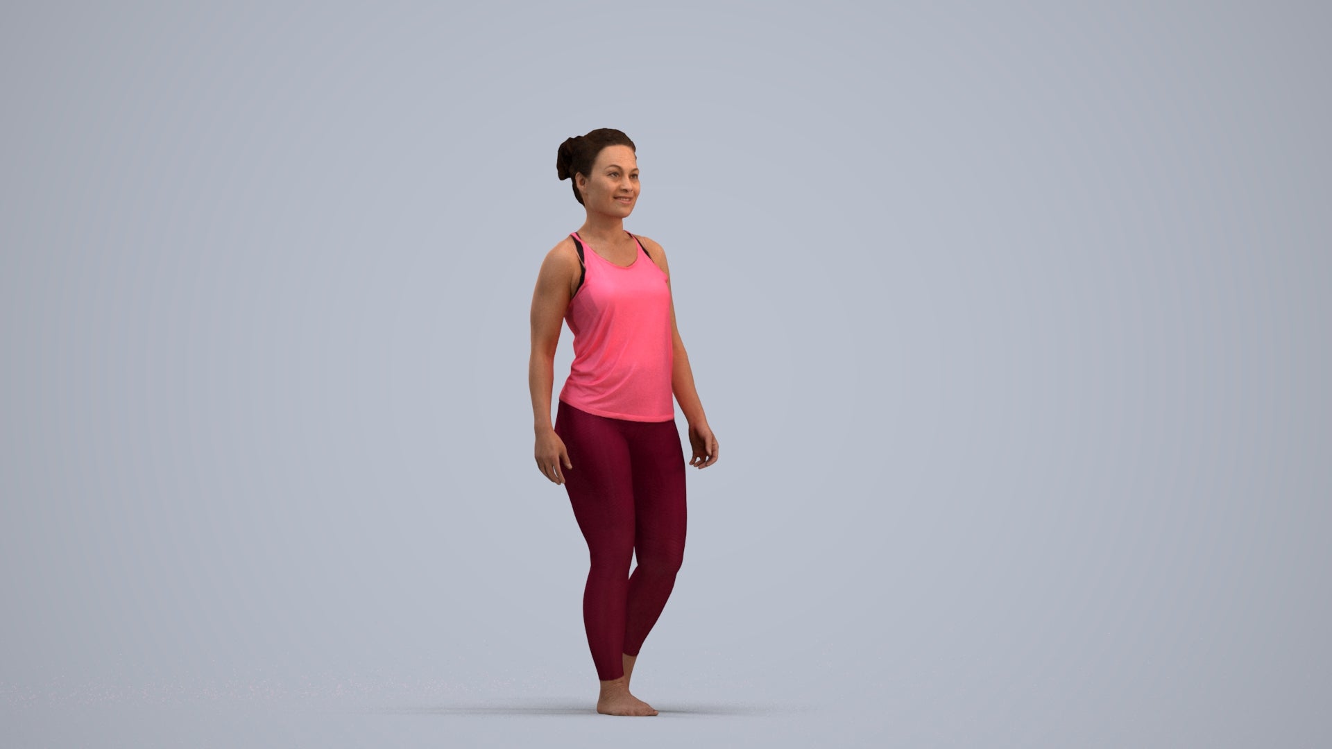 realistic 3D people woman sport, render-ready for V-Ray and Corona, FBX OBJ, standing pose render