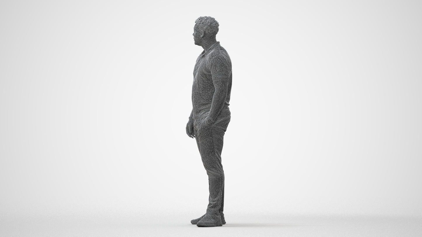 3D human model man casual standing, photogrammetry scanned person for archviz, square thumbnail