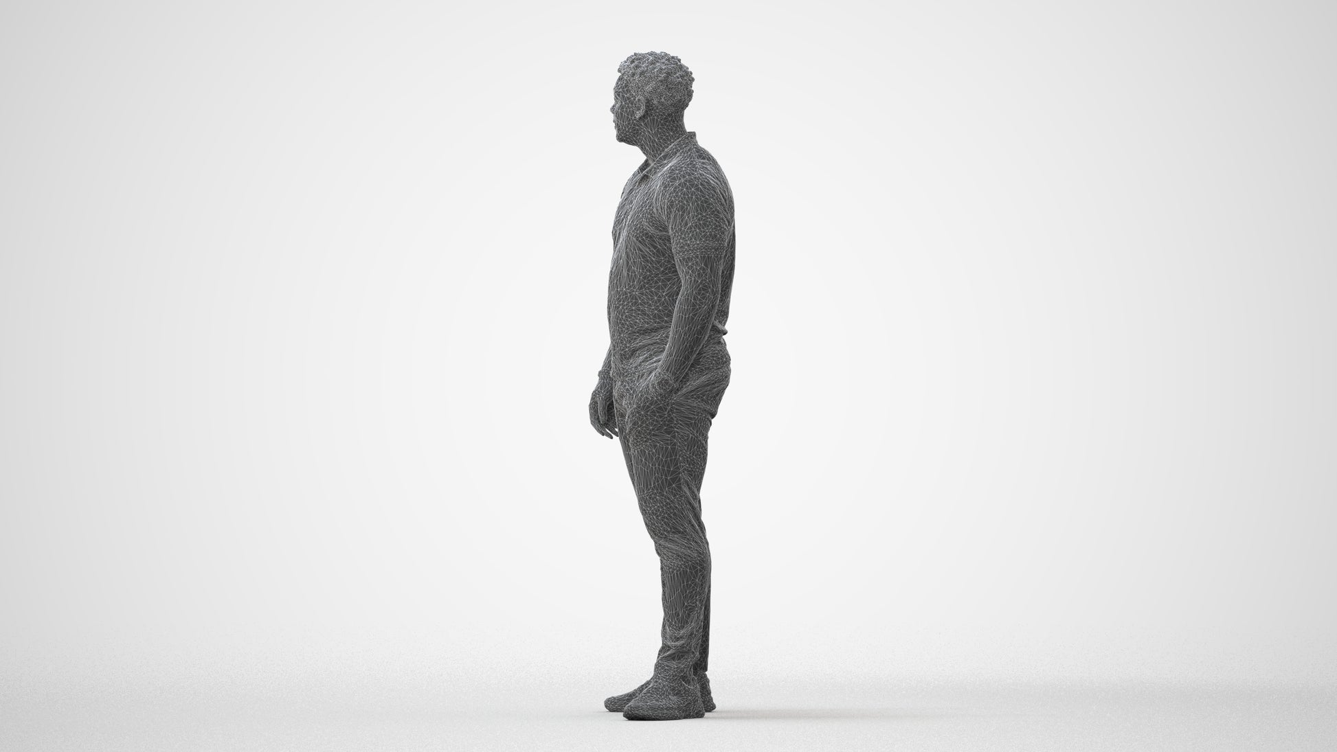 3D human model man casual standing, photogrammetry scanned person for archviz, square thumbnail