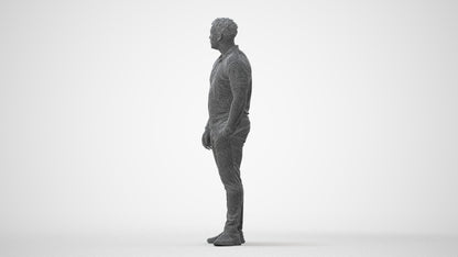 3D human model man casual standing, photogrammetry scanned person for archviz, square thumbnail