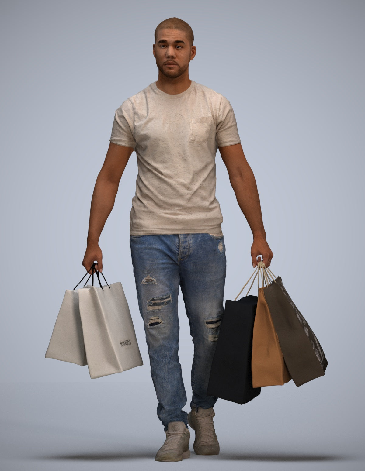 photogrammetry 3D man casual shopping, realistic human model archviz FBX