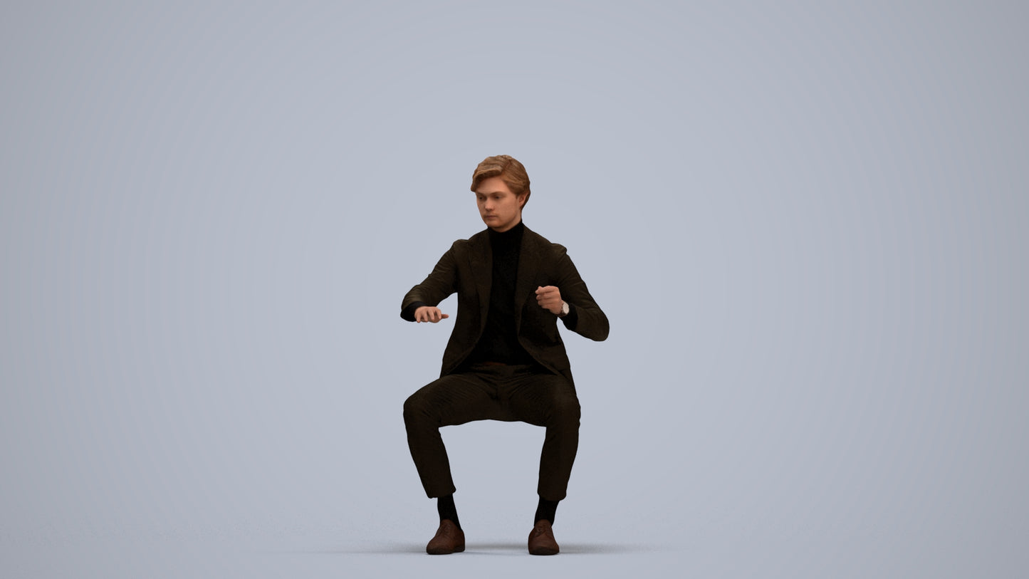 3D scanned man business, photorealistic archviz people for Enscape and SketchUp, standing pose render