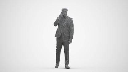 realistic 3D man business standing, scanned archviz people for Blender and 3ds Max, three-quarter front view render