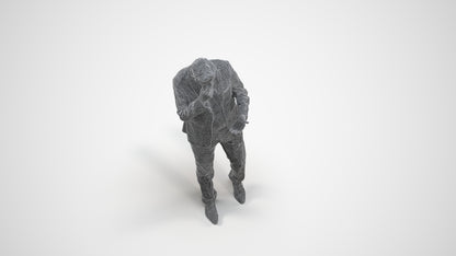 3D people model man business walking, scanned human for 3ds Max rendering, wireframe three-quarter view
