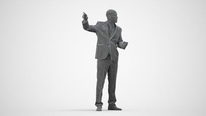 realistic 3D man business, scanned archviz people for Blender and 3ds Max, wireframe side view