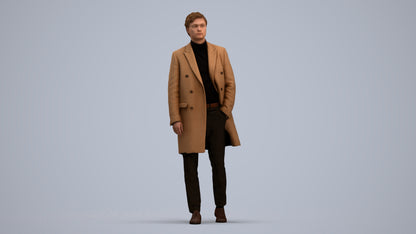 photogrammetry 3D man business walking, realistic human model archviz FBX, standing pose render