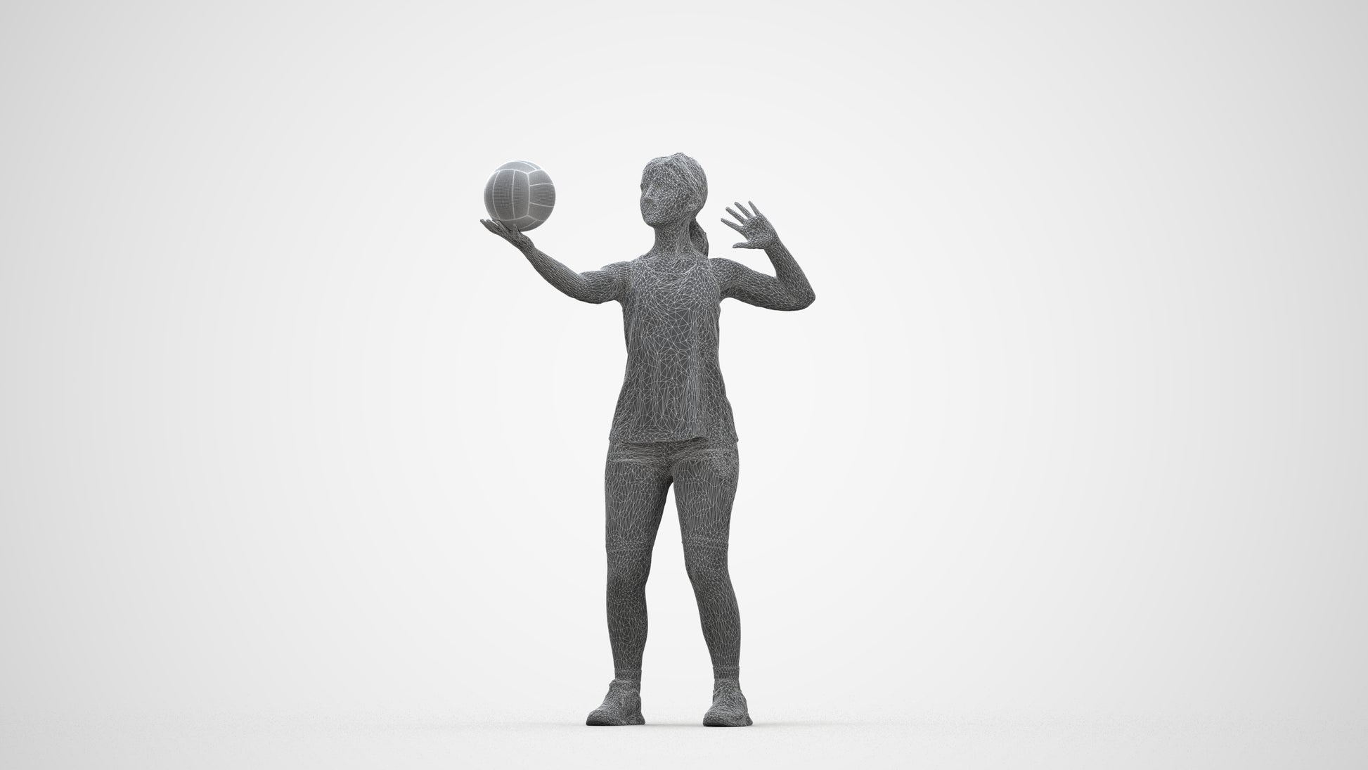 photogrammetry 3D girl sport, realistic human model archviz FBX, wireframe back view