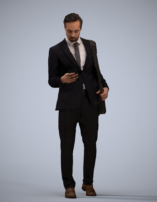 3D scanned man business formal, photorealistic archviz people for Enscape and SketchUp