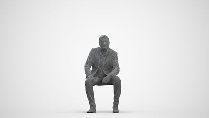 3D human model man business, photogrammetry scanned person for archviz, three-quarter front view render