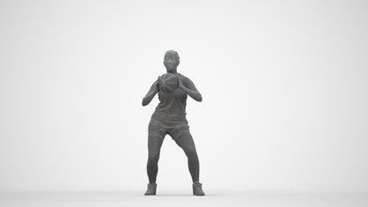 photogrammetry 3D woman sport, realistic human model archviz FBX, wireframe back view