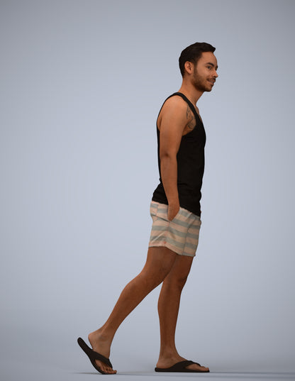 photogrammetry 3D man casual walking, realistic human model archviz FBX