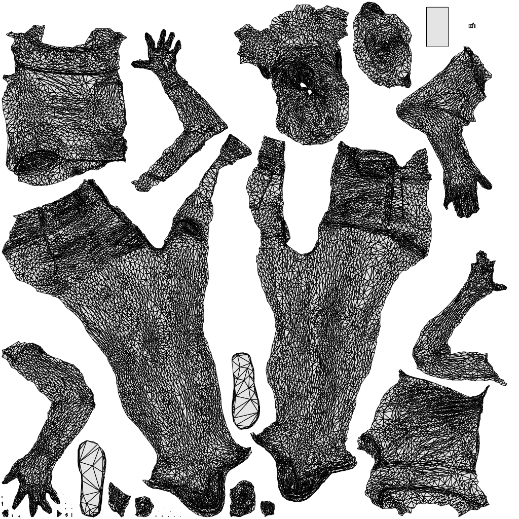 3D people model girl casual standing, scanned human for 3ds Max rendering, wireframe top-down view