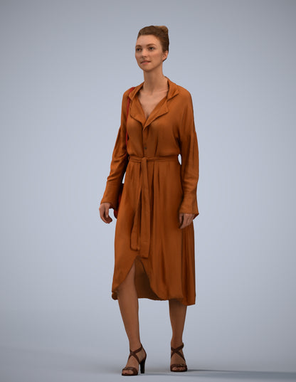 realistic 3D woman casual walking, scanned archviz people for Blender and 3ds Max