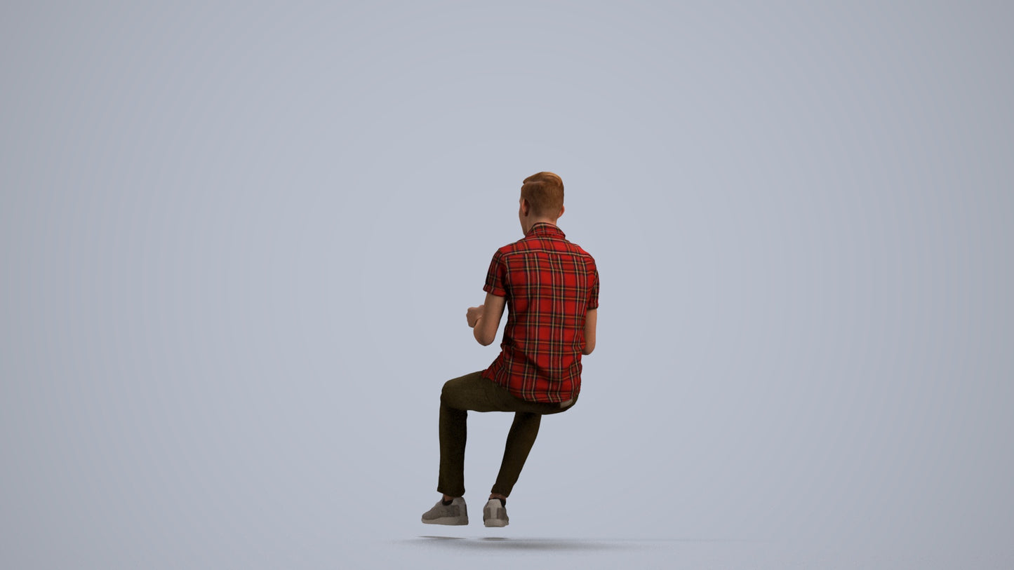 realistic 3D people man casual driving, render-ready for V-Ray and Corona, FBX OBJ, front view render