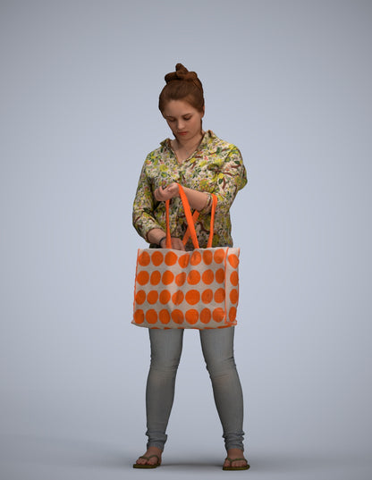 realistic 3D people woman formal shopping, render-ready for V-Ray and Corona, FBX OBJ
