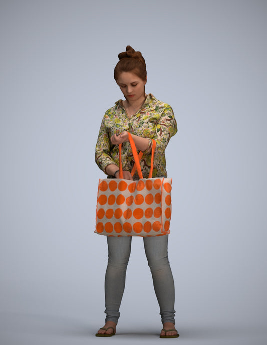 realistic 3D people woman formal shopping, render-ready for V-Ray and Corona, FBX OBJ