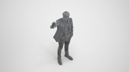 3D scanned man business, photorealistic archviz people for Enscape and SketchUp, wireframe three-quarter view