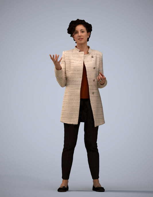 realistic 3D woman business standing, scanned archviz people for Blender and 3ds Max