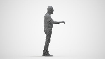 realistic 3D human senior man casual door, archviz people FBX OBJ for Blender, wireframe side view